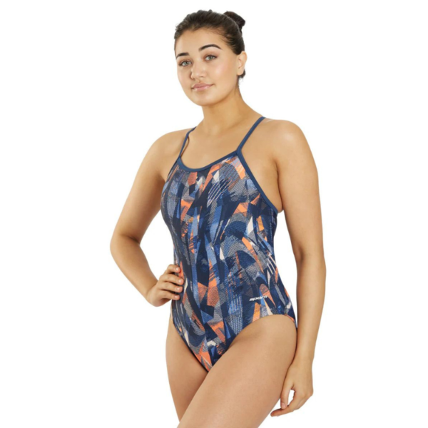 Catalyst Thin Strap One Piece Swimsuit Navy-Orange - Image 3