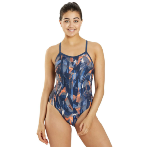 Catalyst Thin Strap One Piece Swimsuit Navy-Orange